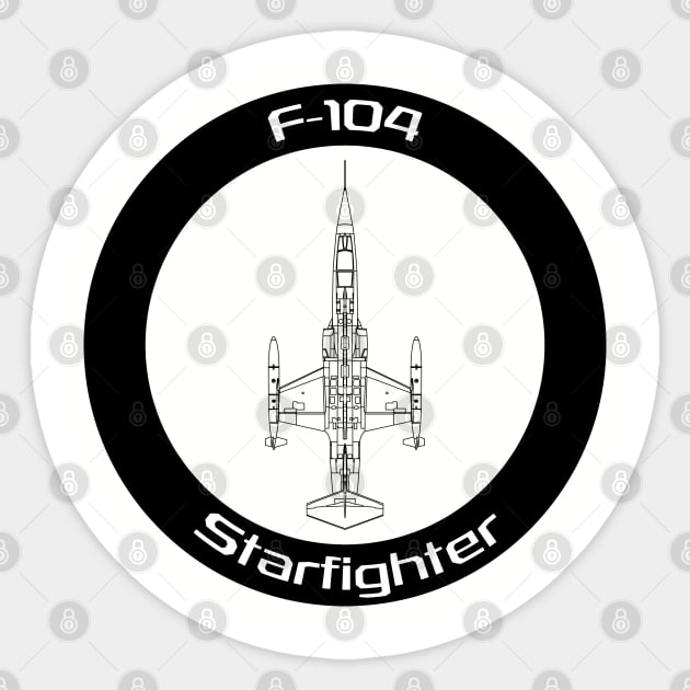 Lockheed F-104 Starfighter Sticker by BearCaveDesigns